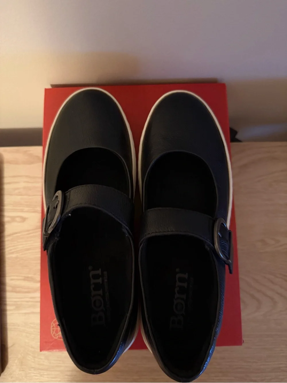 Born Black Mary Jane Strap Shoes with Buckle